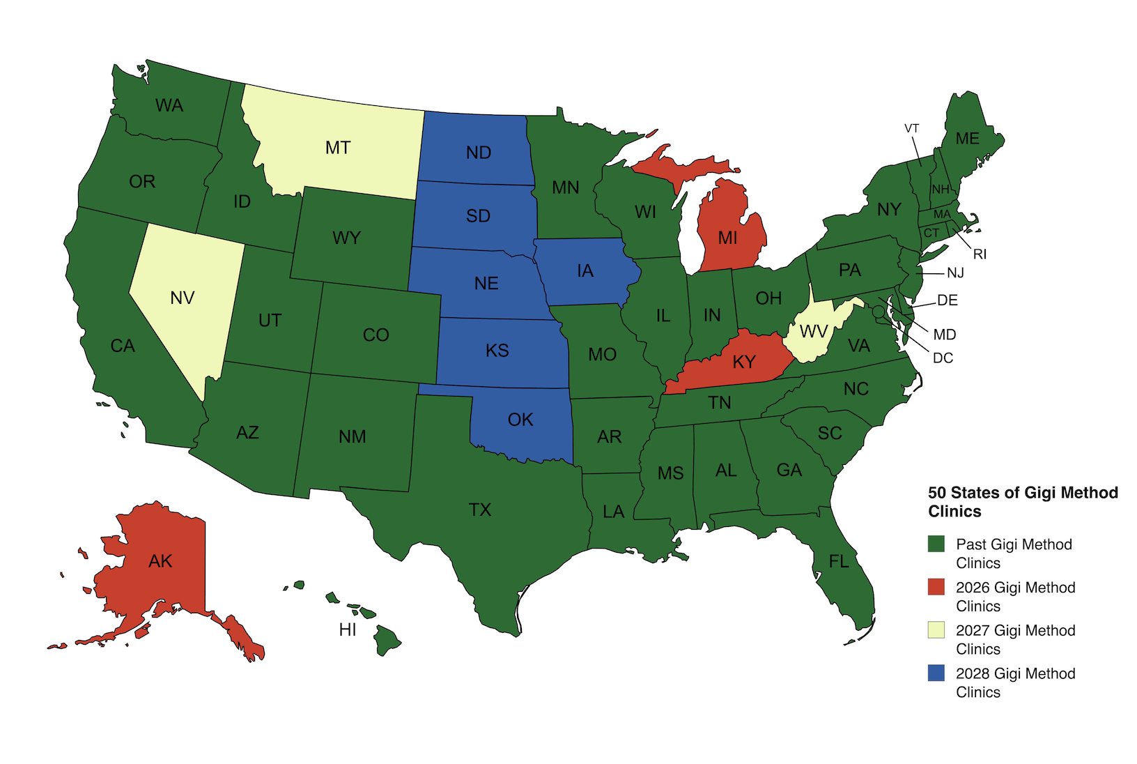 50 States of Gigi Method Clinics